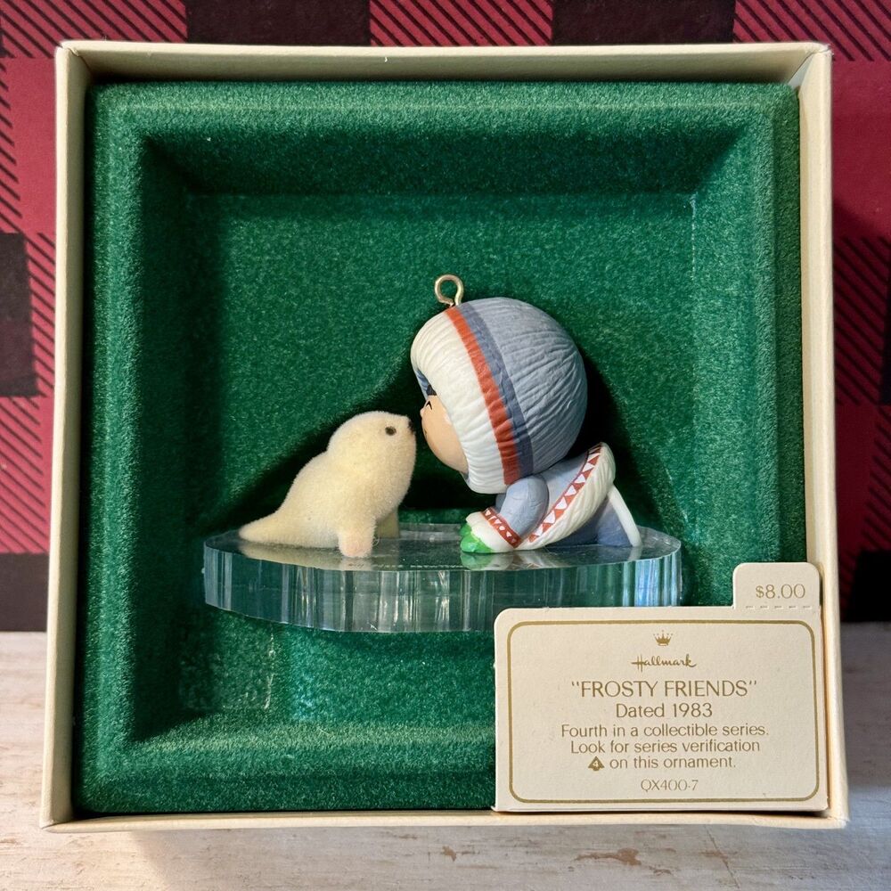 1983 Hallmark Keepsake Frosty Friends #4 Ornament | Eskimo Kissing Harp Seal